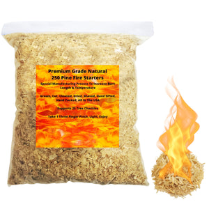 250 Fire Starter Pack, 1 Pinch is Enough, Made from American Pine, Our Enhanced Wood Burns Longer & Hotter Than Most, Also Works As Kindling, Start A Fire in Seconds Supports 25 Charities