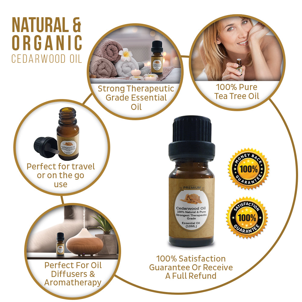 Cedarwood Essential Oil |100% Pure,Natural & Organic | Texas Cedar Oil | Undiluted | Perfect for Relaxation | Aromatherapy | Diffusers Dry Hair | Dry Skin | Therapeutic Grade | 10ml
