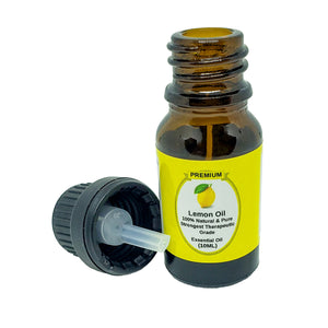 Lemon Essential Oil | 10ml | Aromatherapy | Natural 100% Pure Lemon OIl | Use in Laundry | Teeth Whitener | Mood Enhancer | Degreaser | Good for Essential Oil Diffuser | Oral Health (Lemon Oil 10ml)
